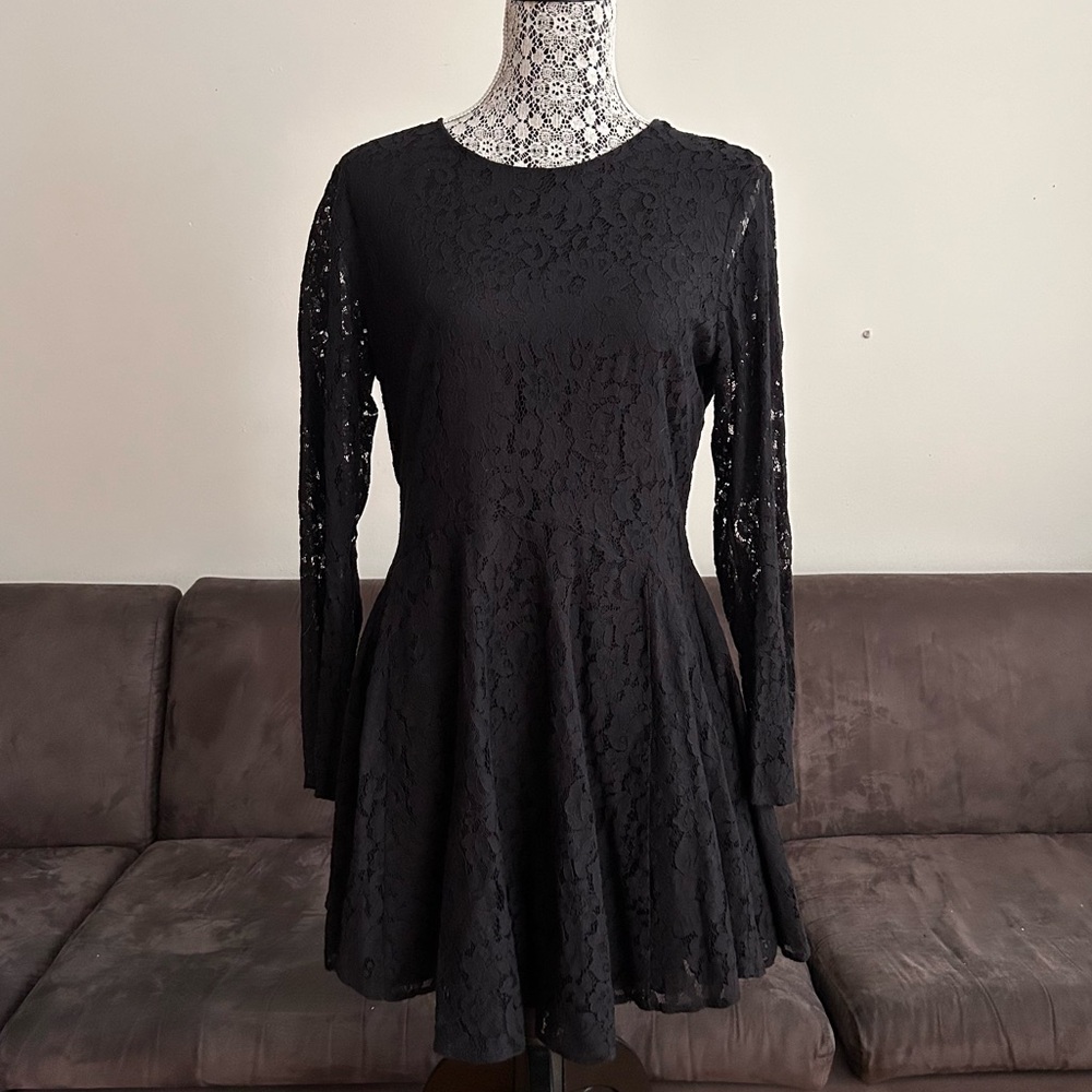 H&M Black Lace Skater Dress